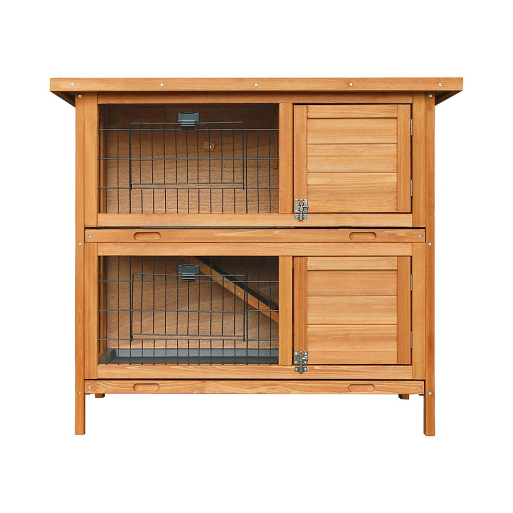 i.Pet Rabbit Hutch 91.5cm x 45cm x 82cm Chicken Coop Large Wooden House Run Cage Pet Bunny-Pet Care > Coops & Hutches-PEROZ Accessories