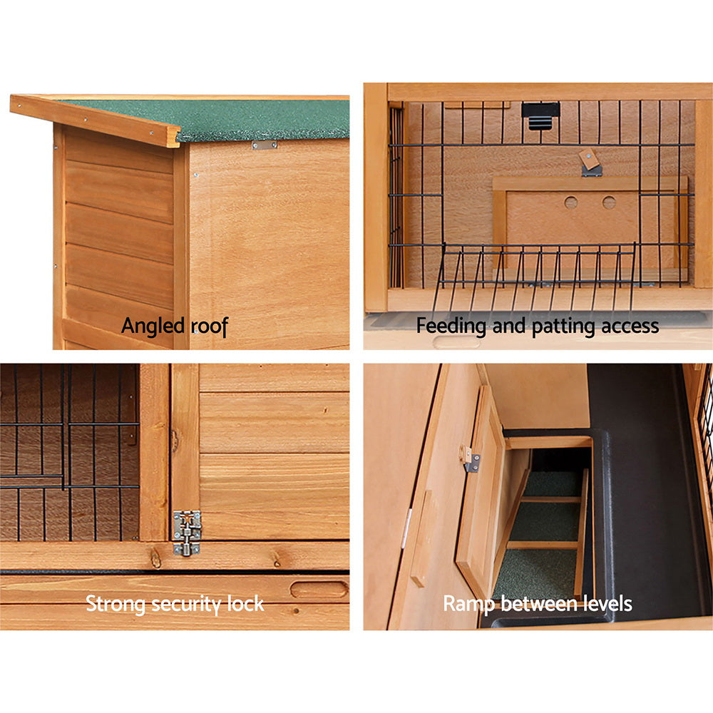 i.Pet Rabbit Hutch 91.5cm x 45cm x 82cm Chicken Coop Large Wooden House Run Cage Pet Bunny-Pet Care > Coops & Hutches-PEROZ Accessories