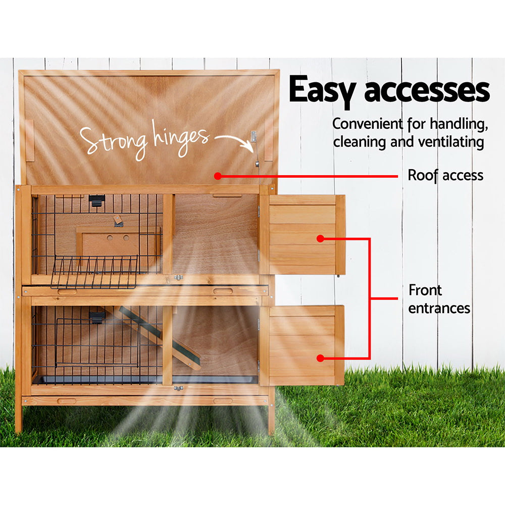 i.Pet Rabbit Hutch 91.5cm x 45cm x 82cm Chicken Coop Large Wooden House Run Cage Pet Bunny-Pet Care > Coops & Hutches-PEROZ Accessories