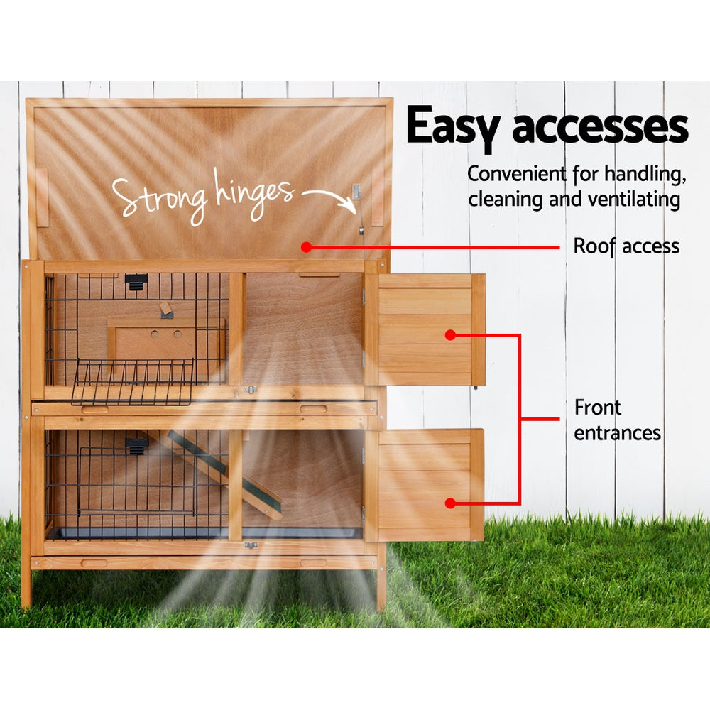 i.Pet Rabbit Hutch 91.5cm x 45cm x 82cm Chicken Coop Large Wooden House Run Cage Pet Bunny-Pet Care > Coops & Hutches-PEROZ Accessories
