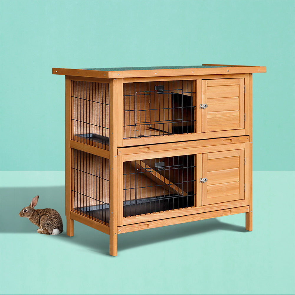 i.Pet Rabbit Hutch 91.5cm x 45cm x 82cm Chicken Coop Large Wooden House Run Cage Pet Bunny-Pet Care > Coops & Hutches-PEROZ Accessories