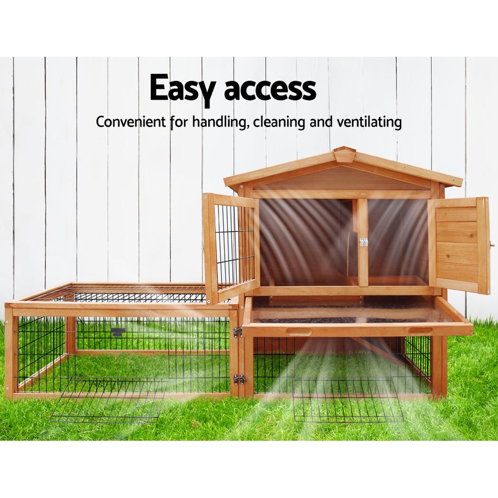 i.Pet Chicken Coop Rabbit Hutch 155cm x 49cm x 90cm Large Chicken Coop Wooden Run Cage House Outdoor-Pet Care > Coops & Hutches-PEROZ Accessories