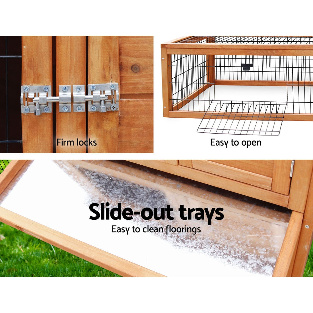 i.Pet Chicken Coop Rabbit Hutch 155cm x 49cm x 90cm Large Chicken Coop Wooden Run Cage House Outdoor-Pet Care > Coops & Hutches-PEROZ Accessories