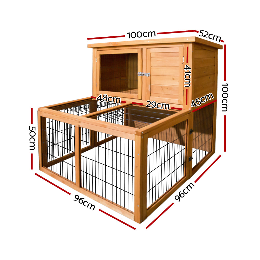 i.Pet Chicken Coop Rabbit Hutch 96cm x 96cm x 100cm Large Chicken Coop Run Wooden Cage Outdoor House-Pet Care > Coops & Hutches-PEROZ Accessories