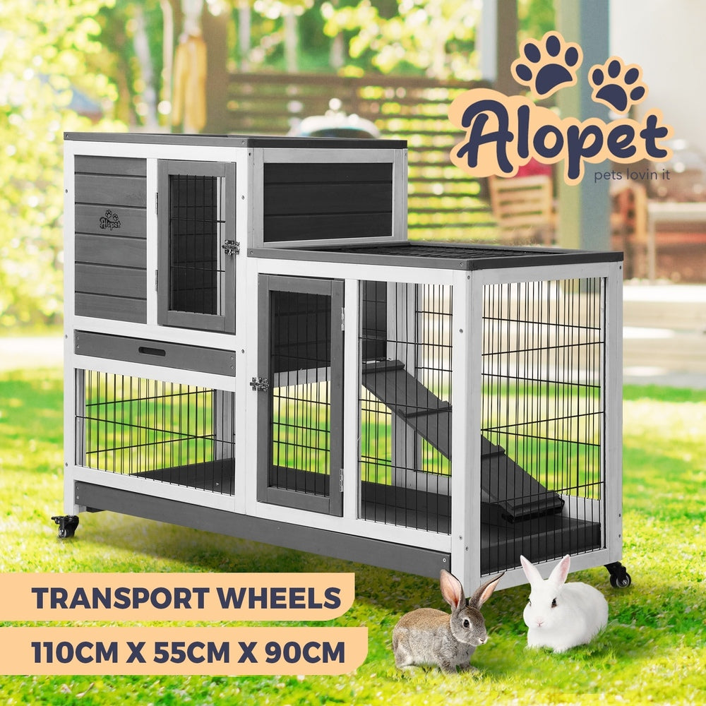 Alopet Rabbit Hutch Chichen Coop 100 x 55 x 90cm-Wooden Hutch-PEROZ Accessories