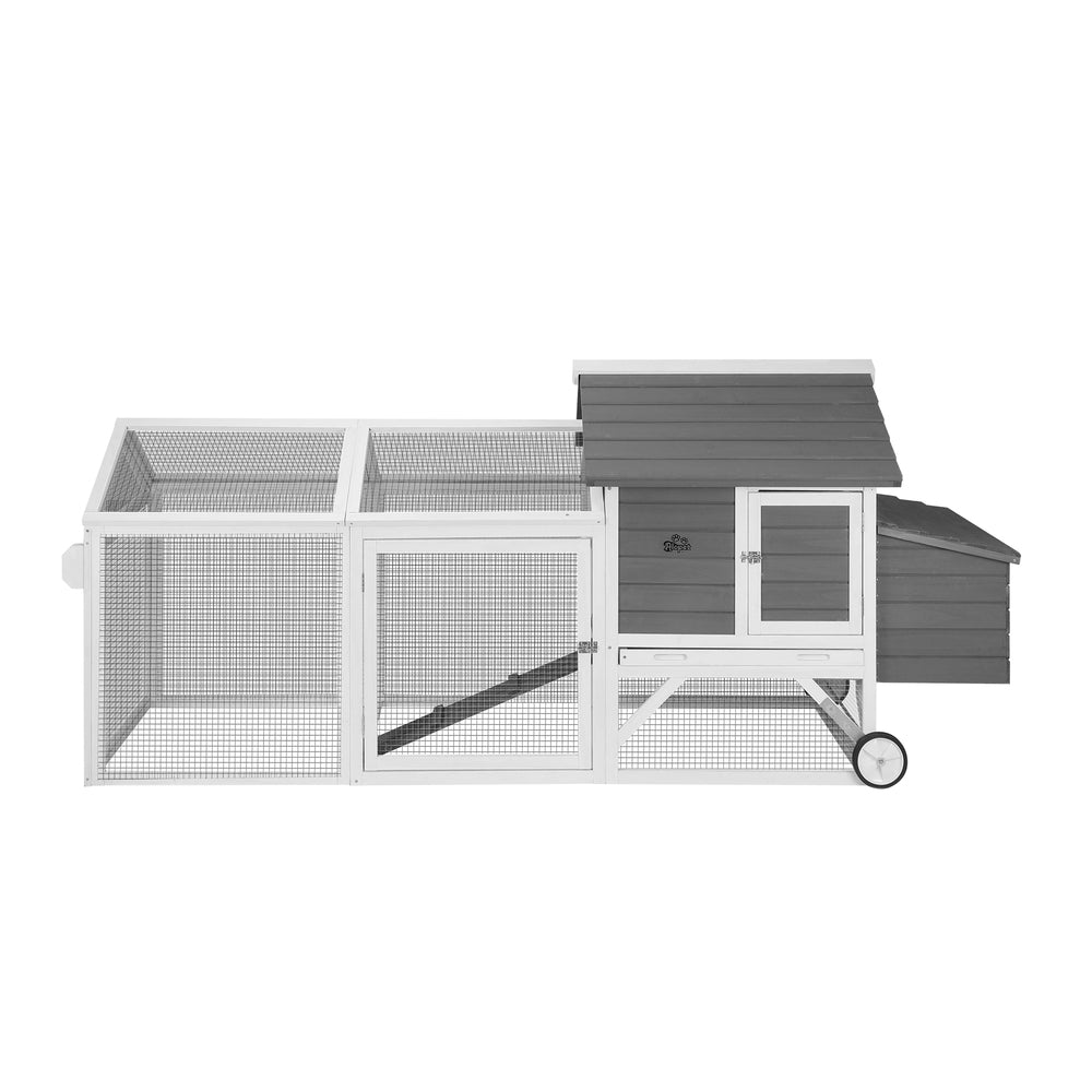 Alopet Rabbit Hutch wtih Wheels Chichen Coop 225 x 80 x 105cm-Wooden Hutch-PEROZ Accessories