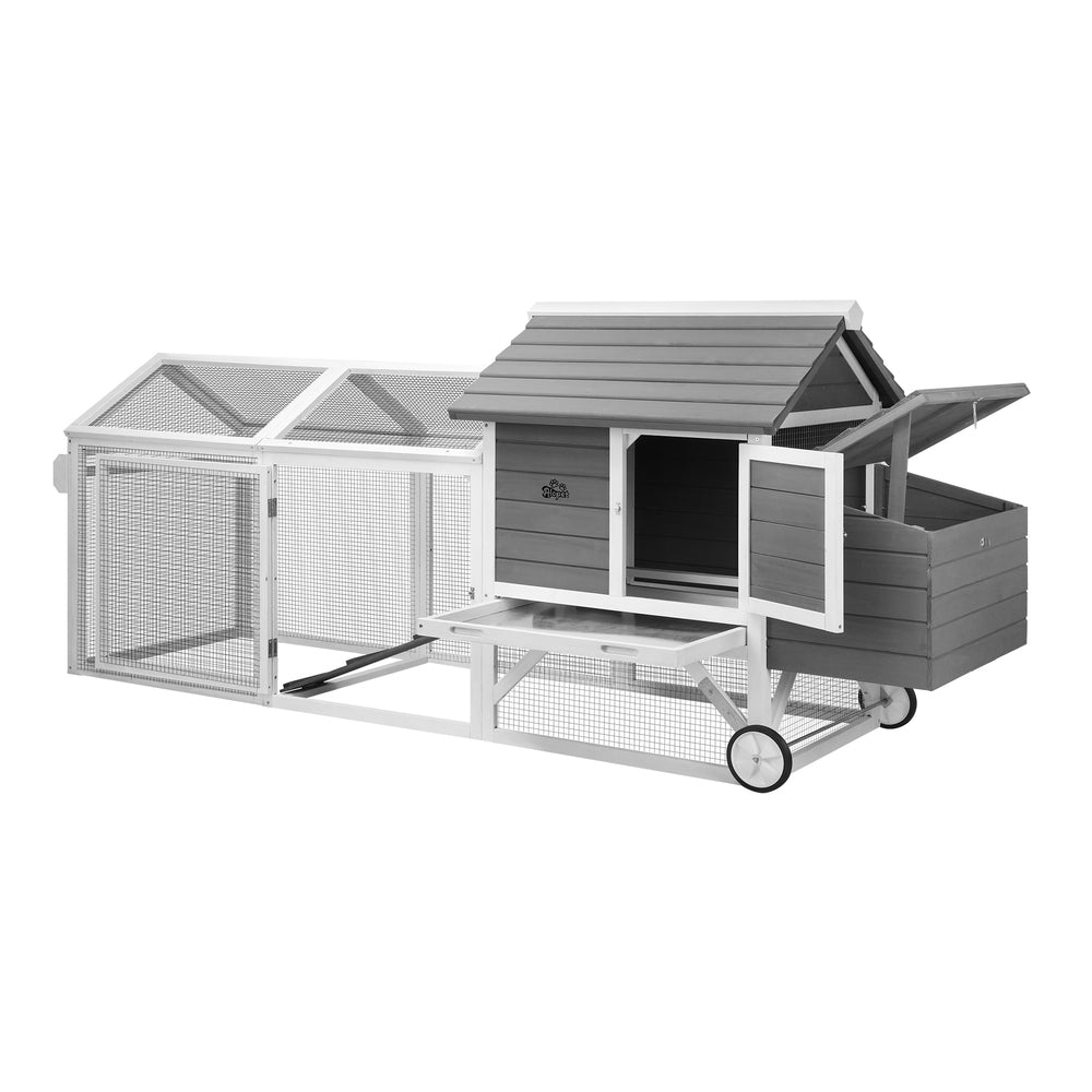 Alopet Rabbit Hutch wtih Wheels Chichen Coop 225 x 80 x 105cm-Wooden Hutch-PEROZ Accessories