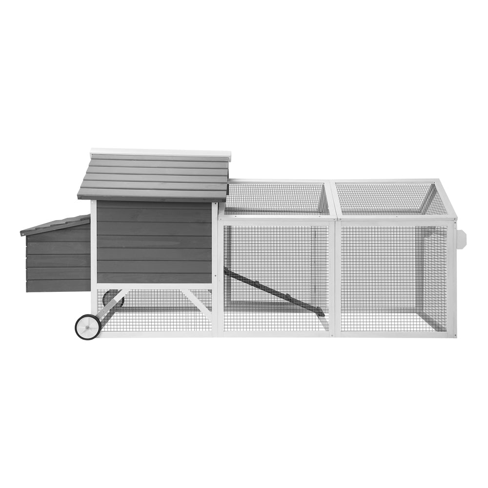 Alopet Rabbit Hutch wtih Wheels Chichen Coop 225 x 80 x 105cm-Wooden Hutch-PEROZ Accessories