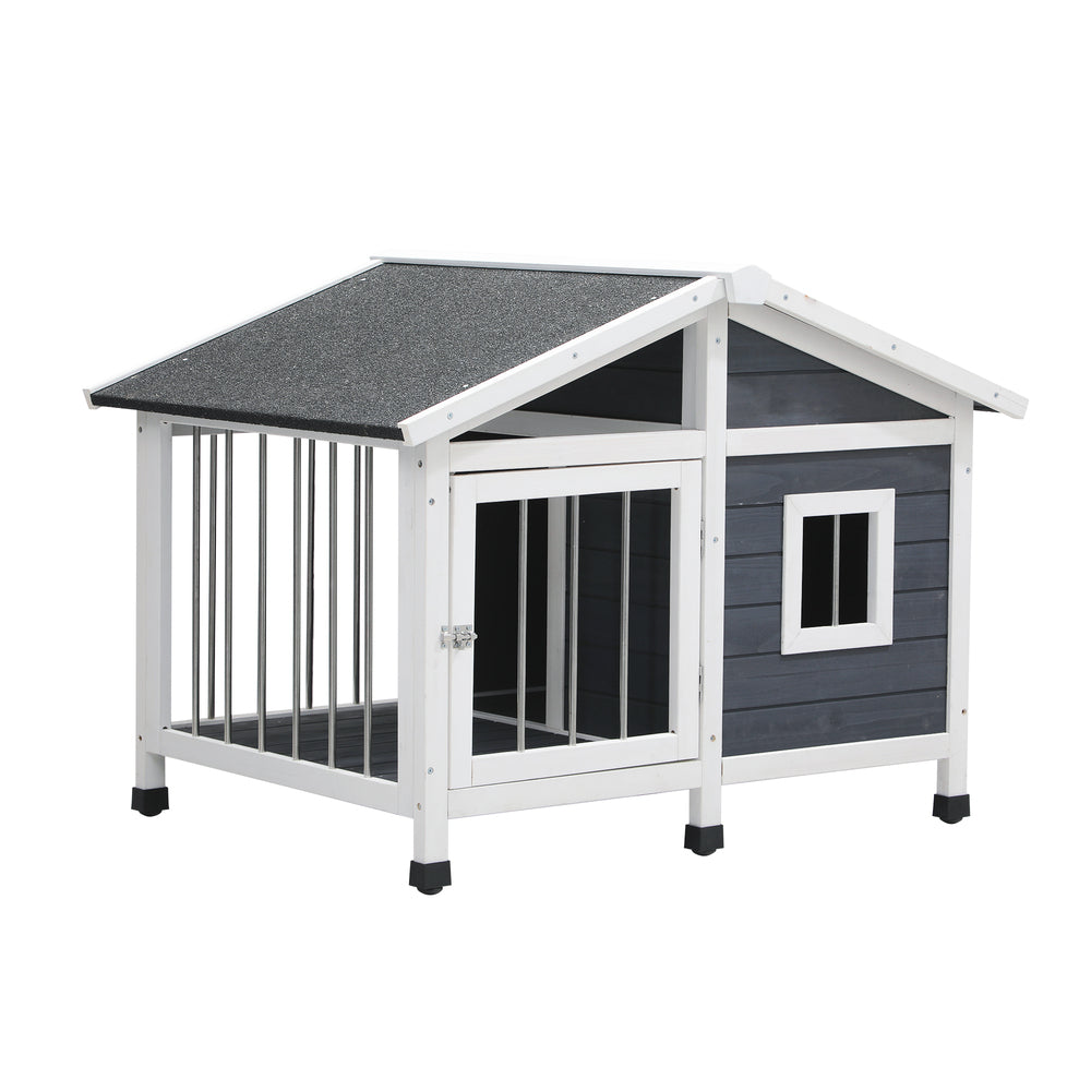 Alopet Wooden Pet Dog Kennel Awning Cabin Log Box Home Dog Cage Timber House-Wooden Kennel-PEROZ Accessories