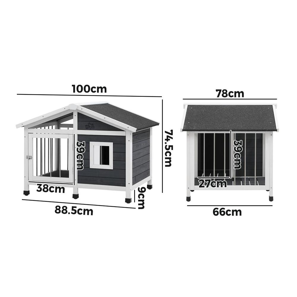 Alopet Wooden Pet Dog Kennel Awning Cabin Log Box Home Dog Cage Timber House-Wooden Kennel-PEROZ Accessories