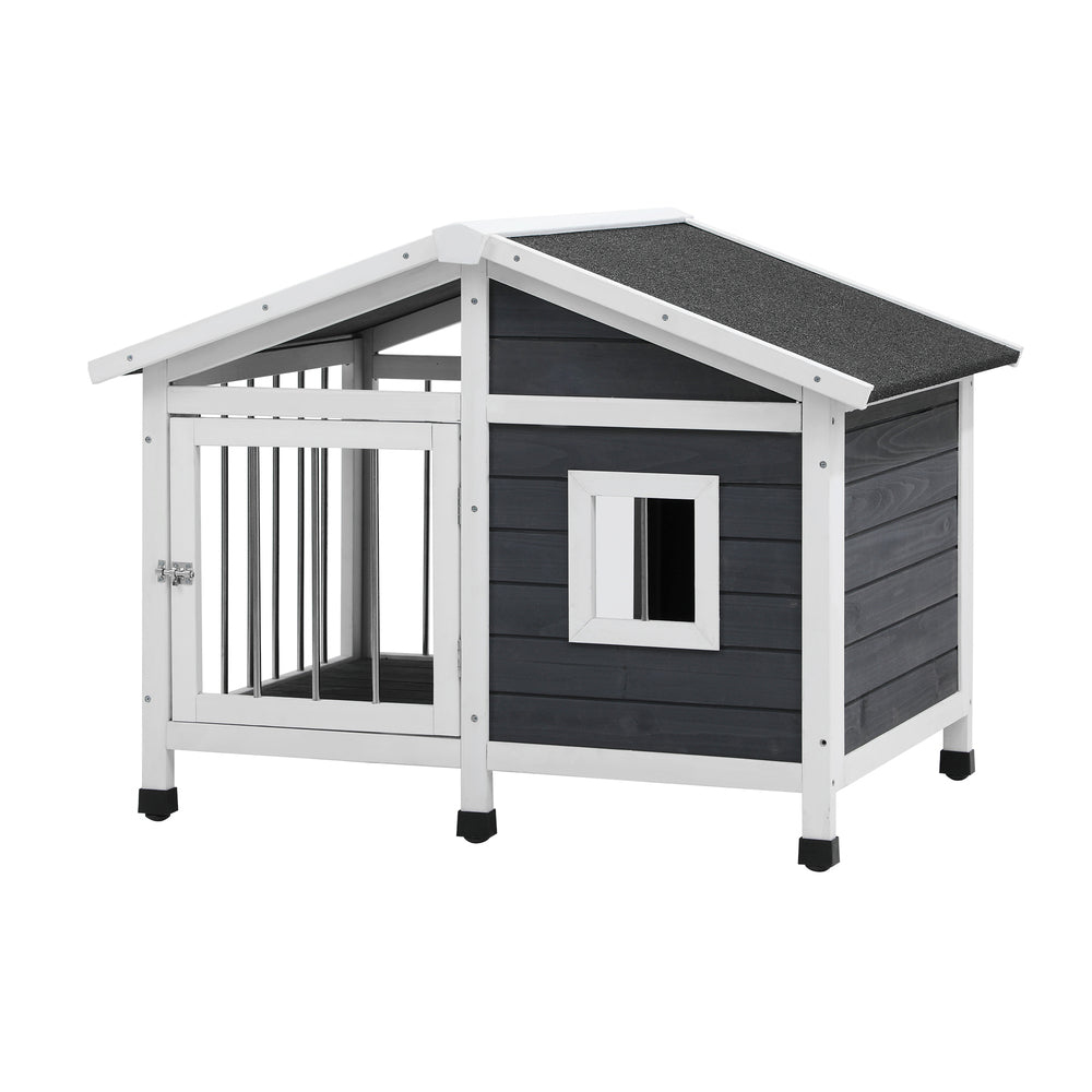 Alopet Wooden Pet Dog Kennel Awning Cabin Log Box Home Dog Cage Timber House-Wooden Kennel-PEROZ Accessories