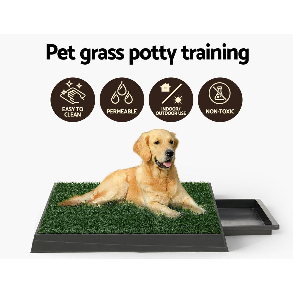 i.Pet Pet Training Pad Dog Potty Toilet Large Portable With Tray Grass 2 Mats-Pet Care > Dog Supplies > Dog Training Aids-PEROZ Accessories