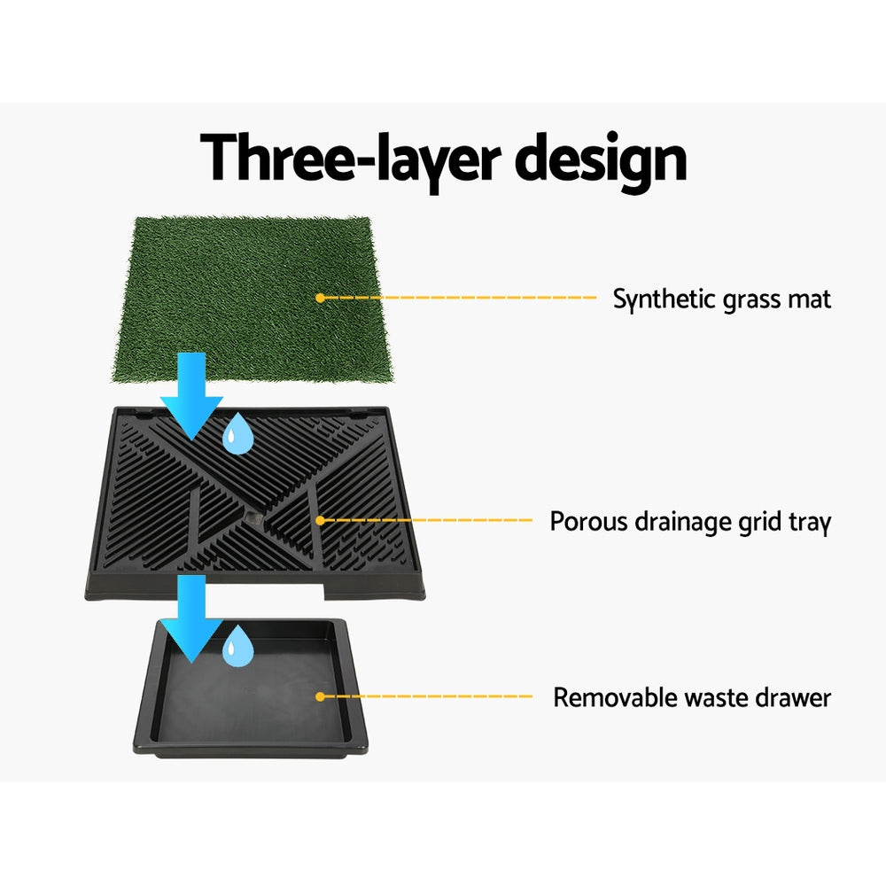 i.Pet Pet Training Pad Dog Potty Toilet Large Portable With Tray Grass 2 Mats-Pet Care > Dog Supplies > Dog Training Aids-PEROZ Accessories