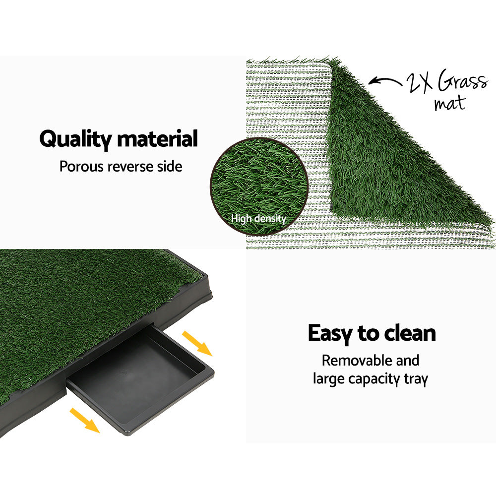 i.Pet Pet Training Pad Dog Potty Toilet Large Portable With Tray Grass 2 Mats-Pet Care > Dog Supplies > Dog Training Aids-PEROZ Accessories