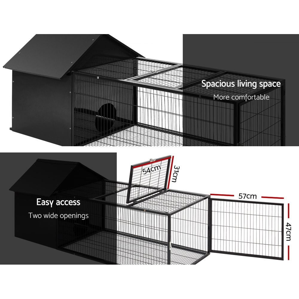 i.Pet Rabbit Cage Hutch 162x60cm Enclosure Metal-Pet Care > Coops & Hutches-PEROZ Accessories