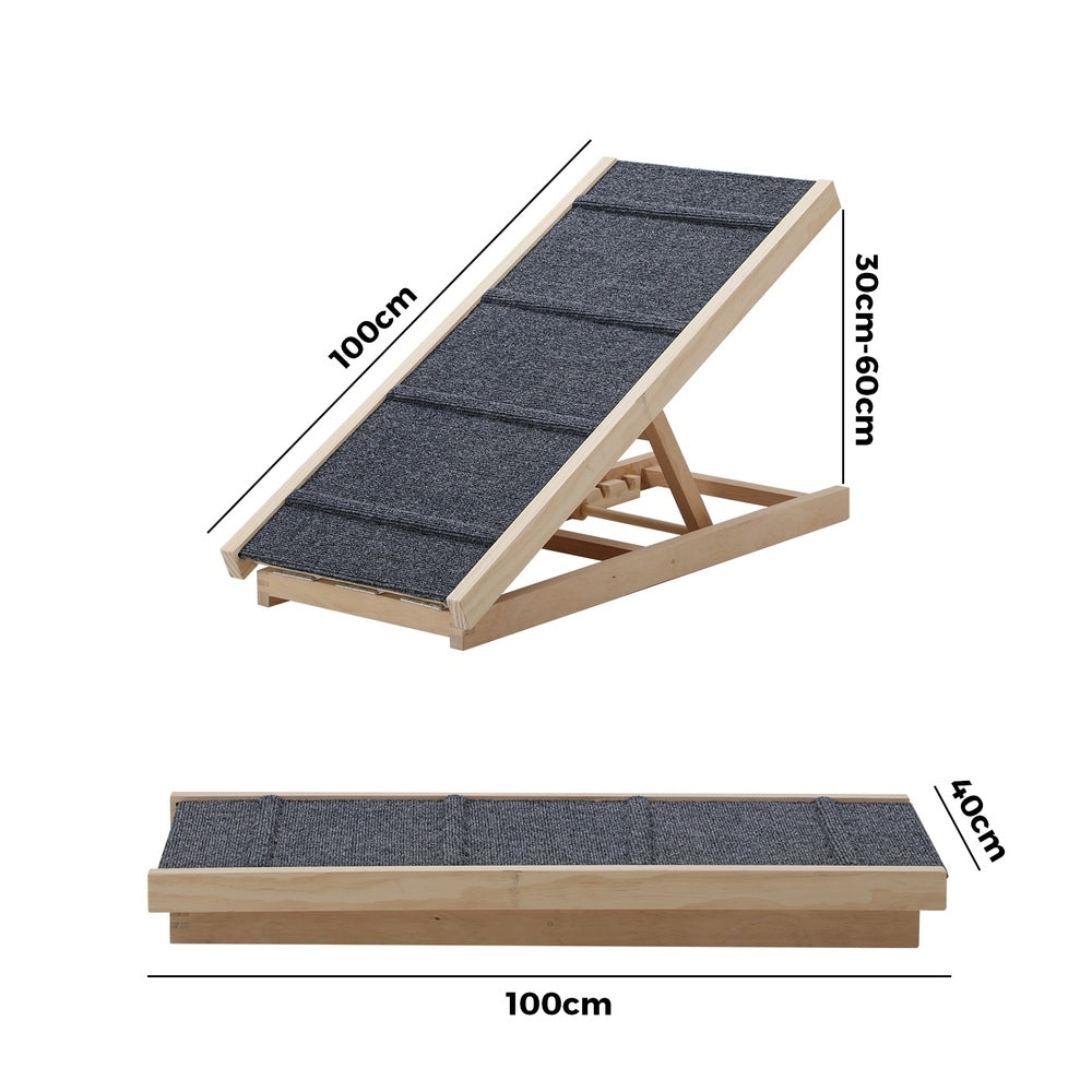 Alopet Dog Pet Ramp Adjustable Height Foldable 100cm-Pet Ramp-PEROZ Accessories