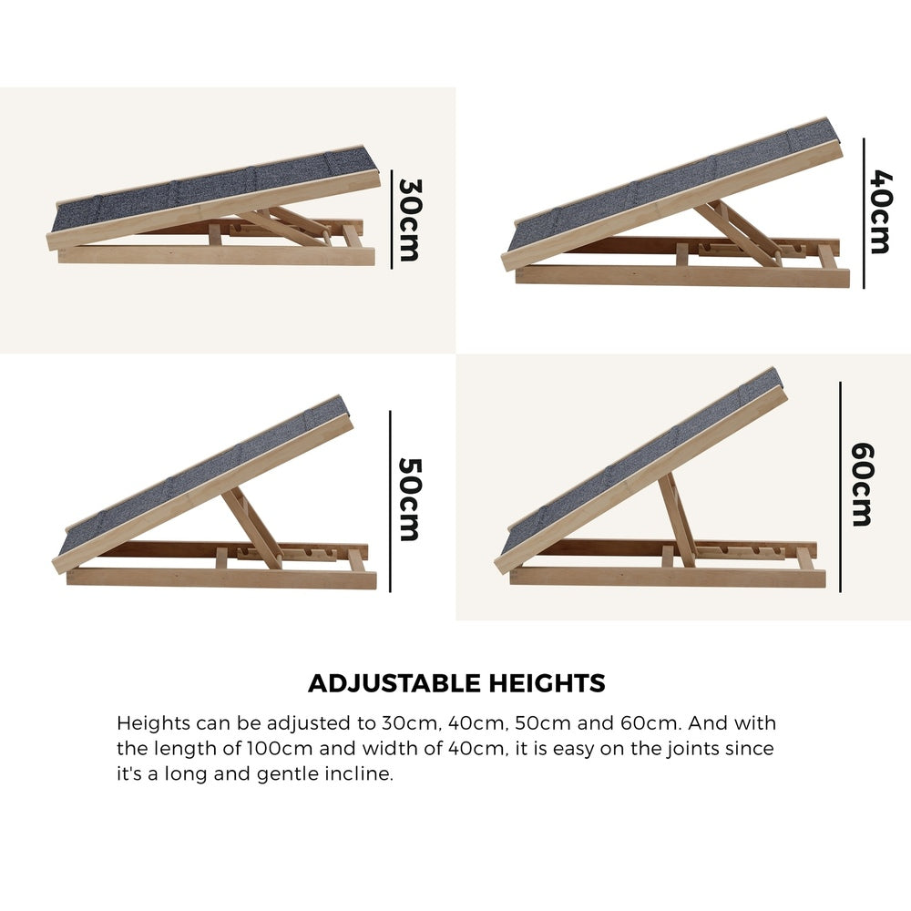 Alopet Dog Pet Ramp Adjustable Height Foldable 100cm-Pet Ramp-PEROZ Accessories