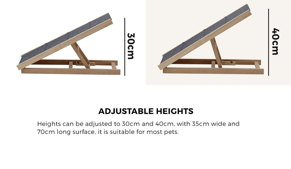 Alopet Dog Pet Ramp Adjustable Height Foldable 70cm-Pet Ramp-PEROZ Accessories
