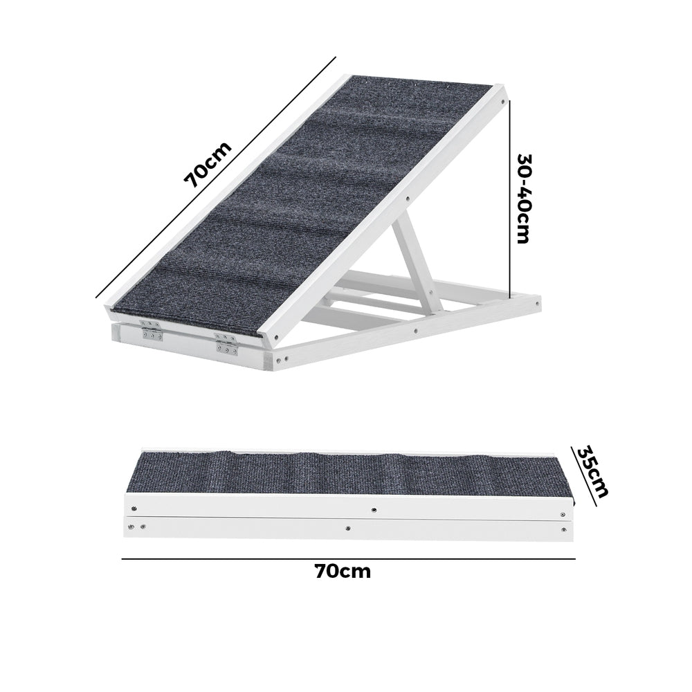 Alopet Dog Pet Ramp Adjustable Height Stairs Bed Sofa Car Foldable 70cm White-Pet Product-PEROZ Accessories