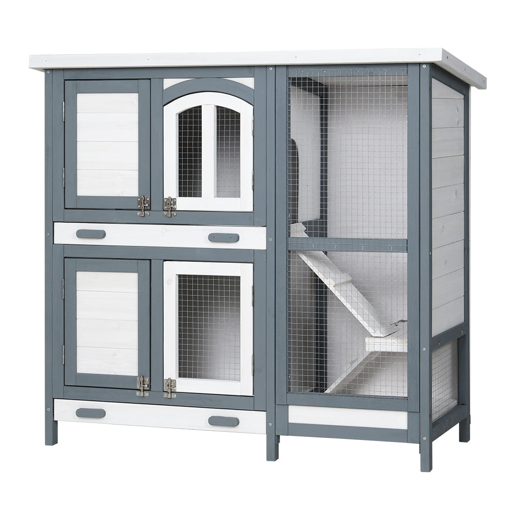i.Pet Rabbit Hutch Chicken Coop 98cm x 45cm x 92cm Chicken Coop Large Wooden House Run Cage Outdoor-Pet Care > Coops & Hutches-PEROZ Accessories