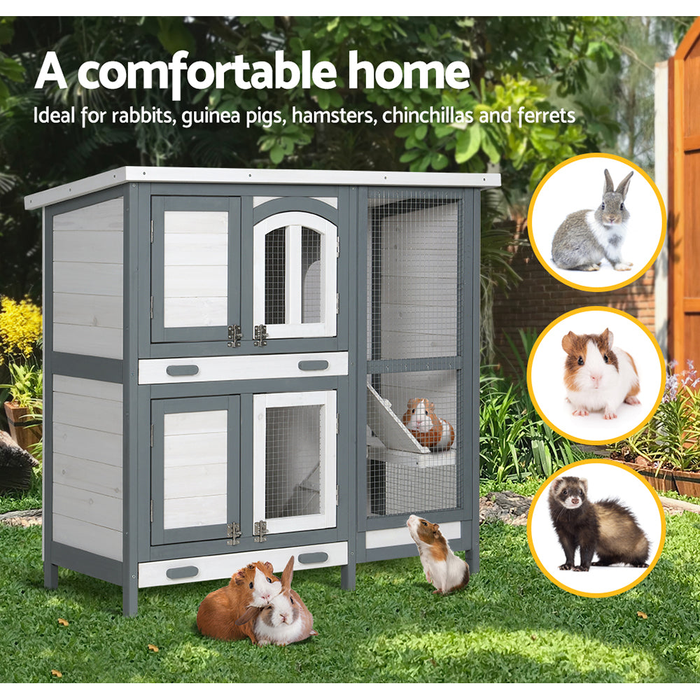 i.Pet Rabbit Hutch Chicken Coop 98cm x 45cm x 92cm Chicken Coop Large Wooden House Run Cage Outdoor-Pet Care > Coops & Hutches-PEROZ Accessories