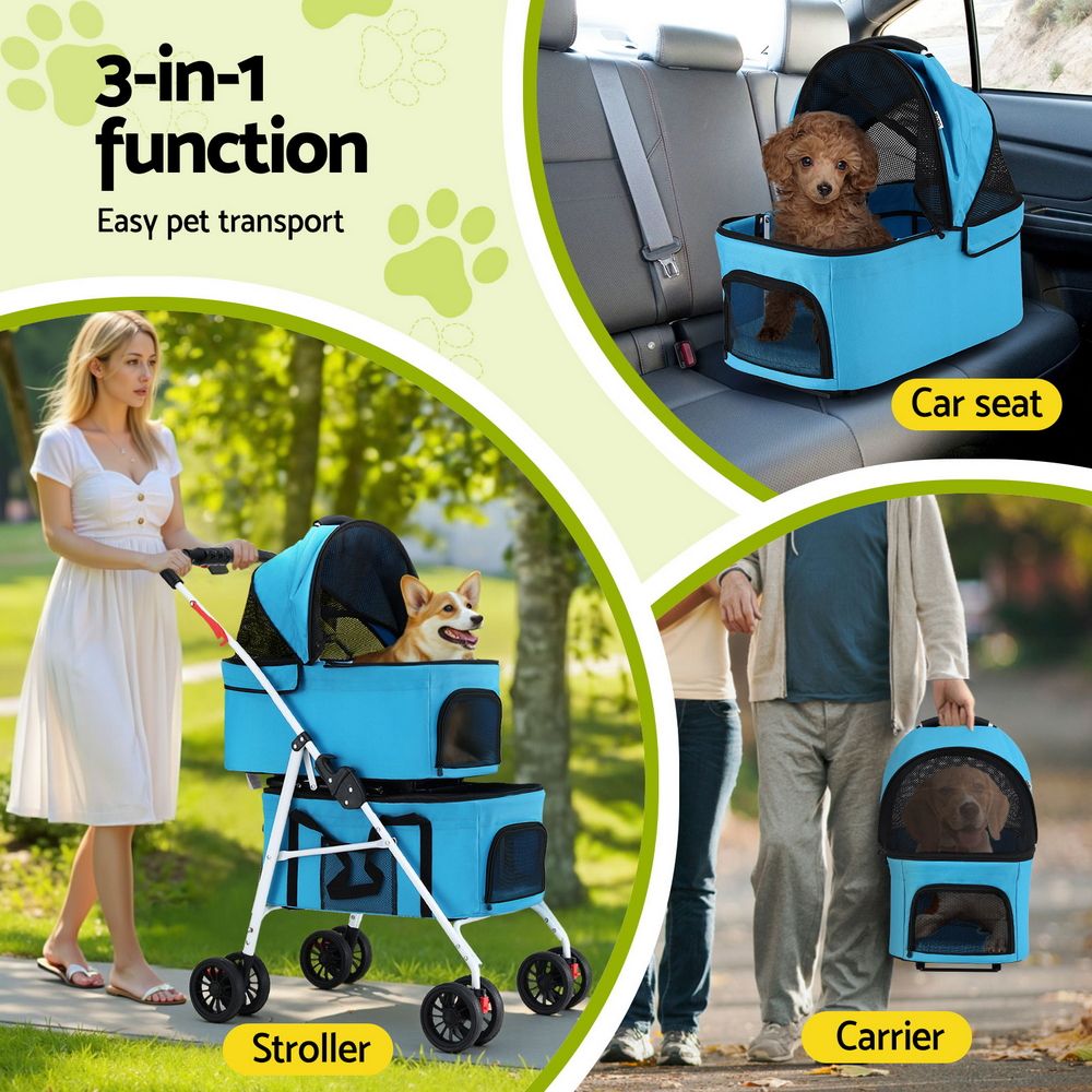 i.Pet 2-Tier Pet Stroller 25kg Capacity & 400pcs Training Pads Combo-Pet Care > Dog Supplies > Dog Carriers & Crates-PEROZ Accessories
