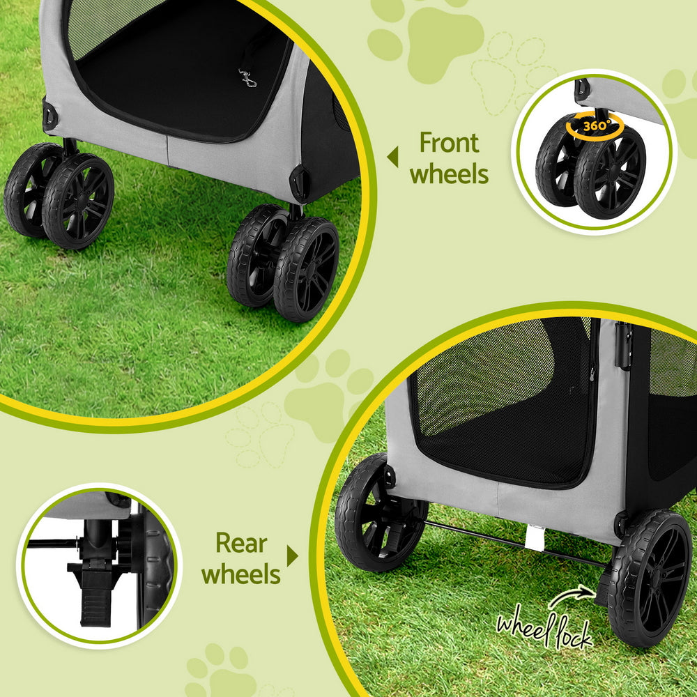i.Pet Pet Stroller Dog Pram Large Carrier Cat Travel Foldable Strollers 4 Wheels Trolley-Pet Care > Dog Supplies-PEROZ Accessories