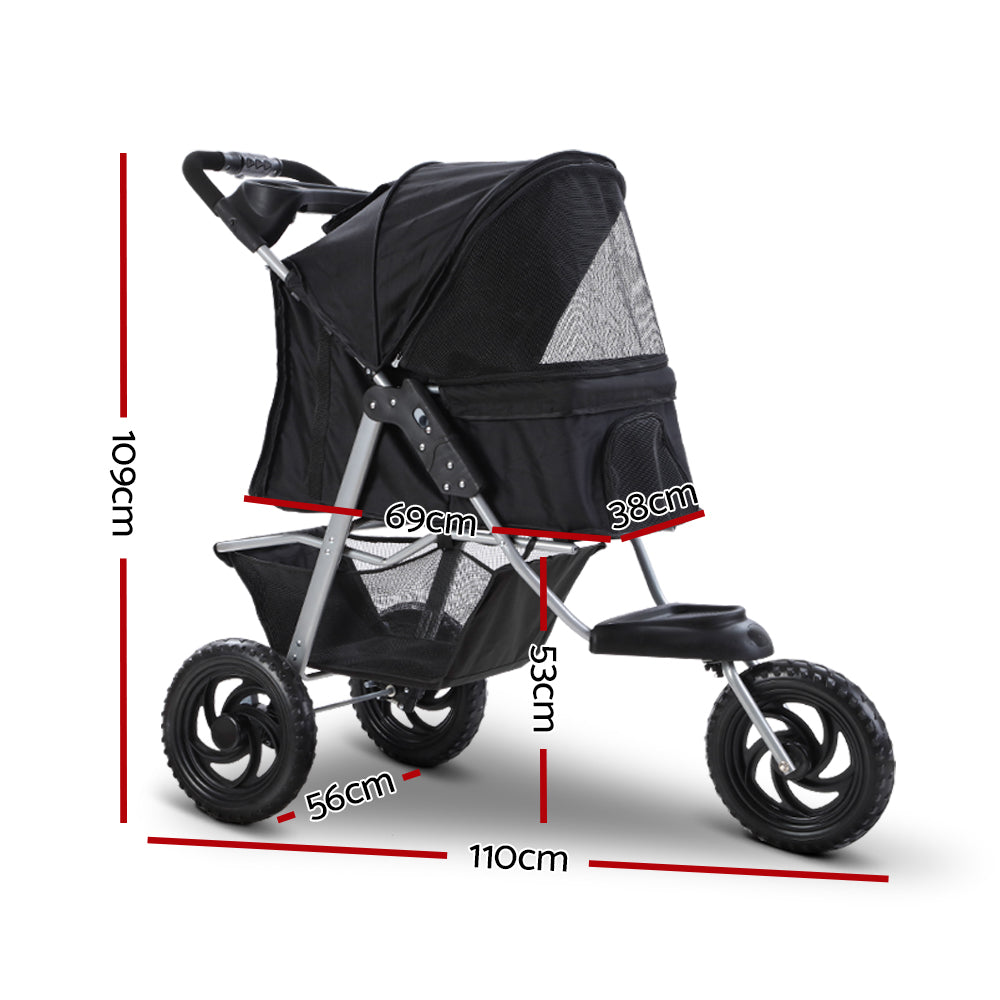 i.Pet Pet Stroller Dog Pram Large Cat Carrier Travel 3 Wheels Foldable Pushchair-Pet Care > Cat Supplies > Cat Carriers & Crates-PEROZ Accessories