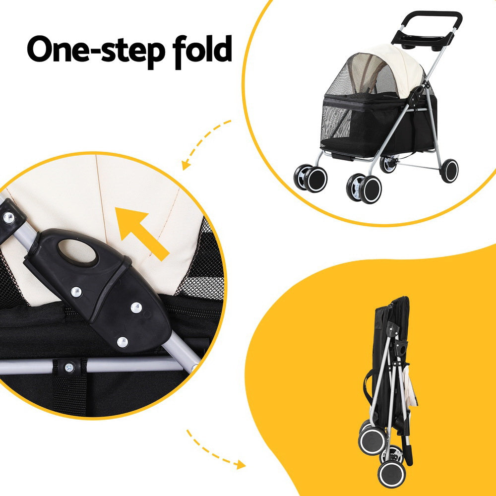 i.Pet Pet Stroller Pram Dog Cat Carrier Cage Large Travel Pushchair Foldable 4 Wheels-Pet Care > Cat Supplies > Cat Carriers & Crates-PEROZ Accessories