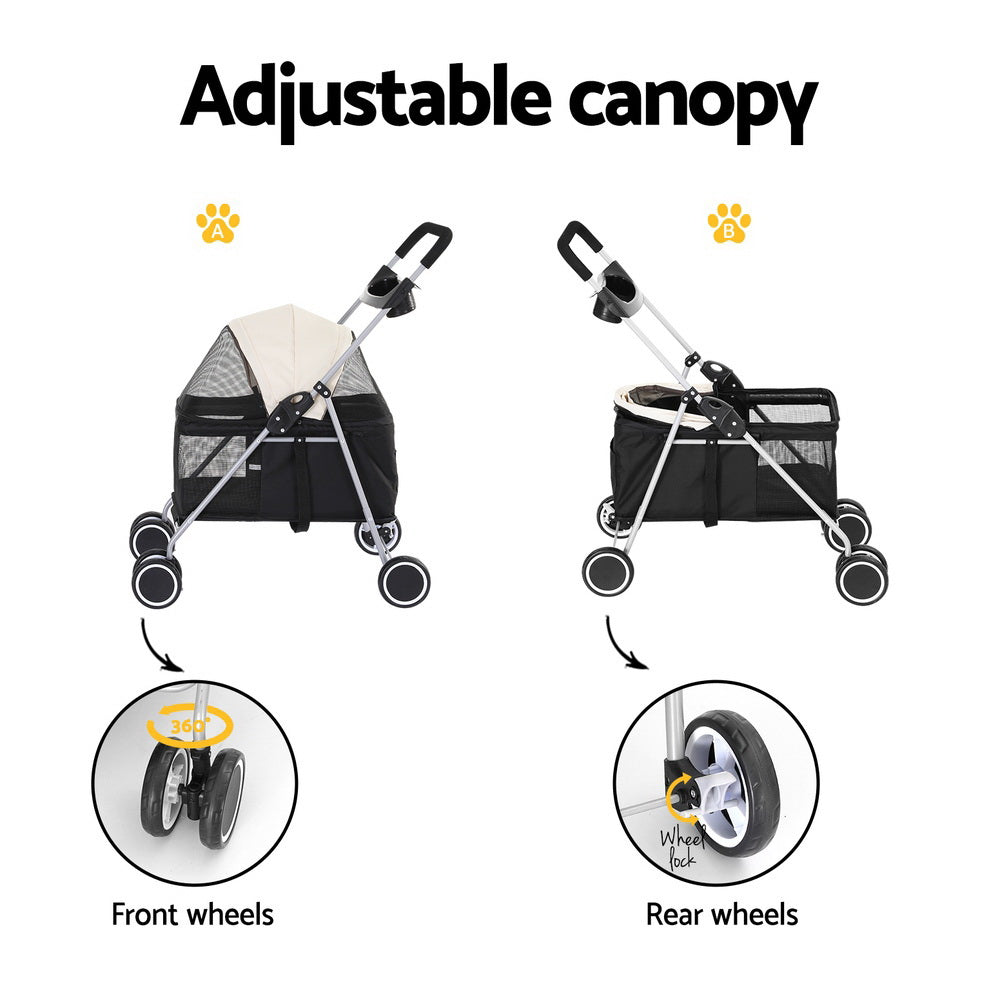 i.Pet Pet Stroller Pram Dog Cat Carrier Cage Large Travel Pushchair Foldable 4 Wheels-Pet Care > Cat Supplies > Cat Carriers & Crates-PEROZ Accessories