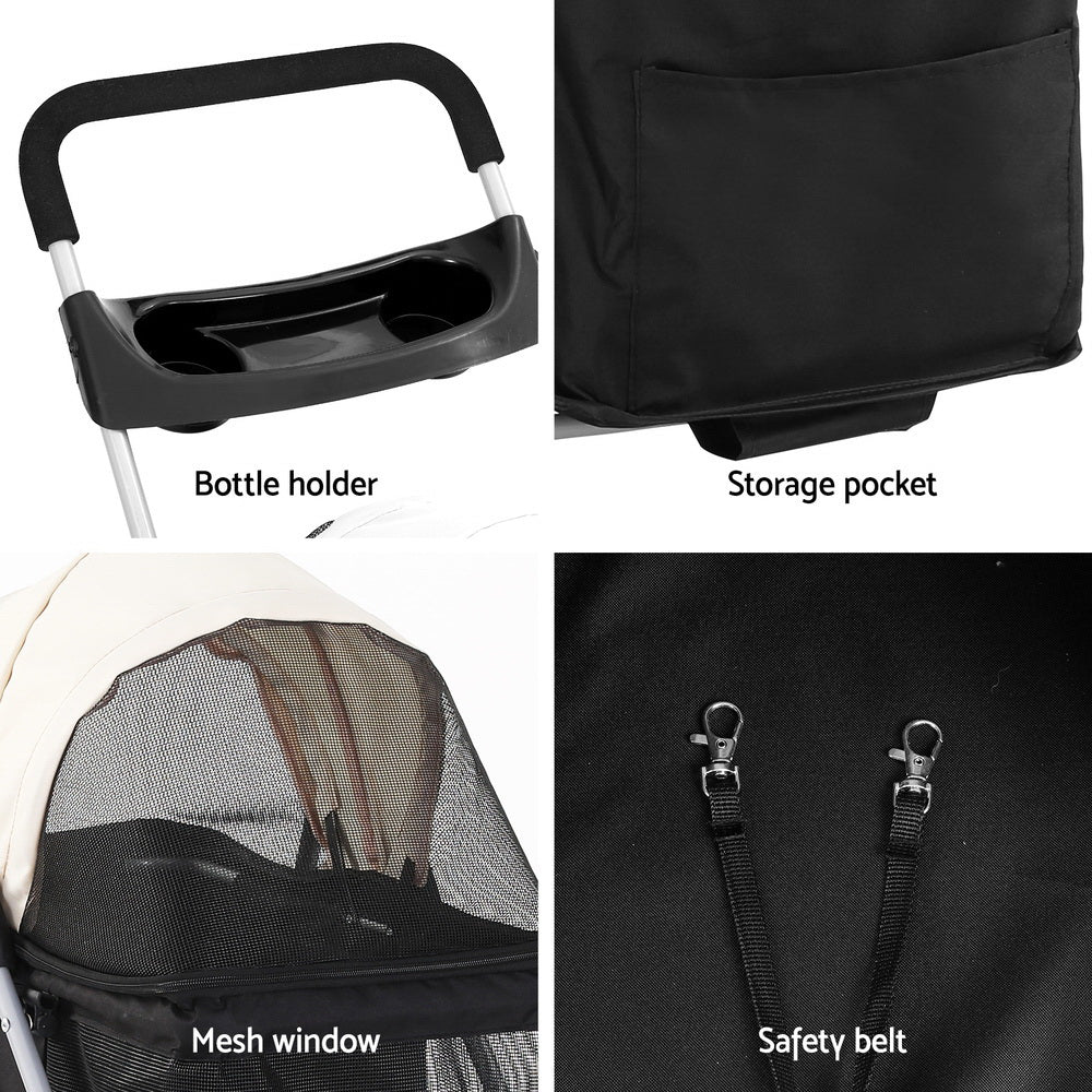 i.Pet Pet Stroller Pram Dog Cat Carrier Cage Large Travel Pushchair Foldable 4 Wheels-Pet Care > Cat Supplies > Cat Carriers & Crates-PEROZ Accessories