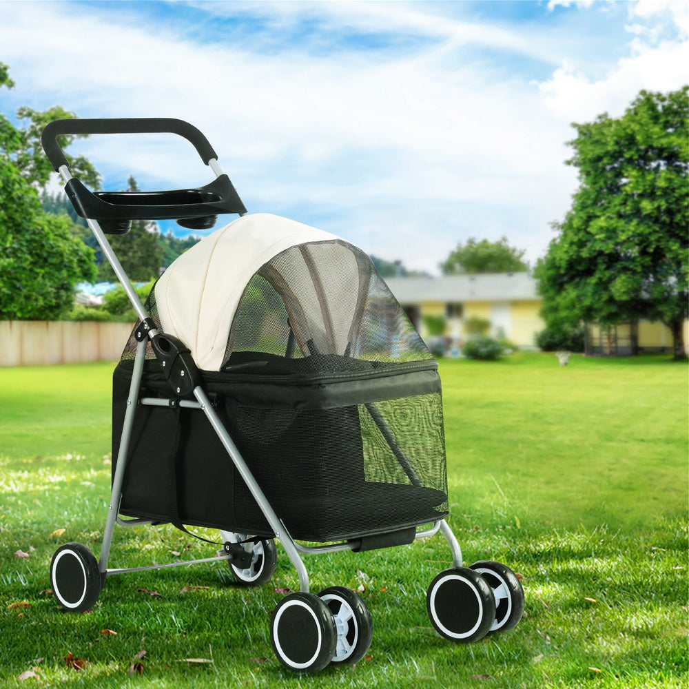 i.Pet Pet Stroller Pram Dog Cat Carrier Cage Large Travel Pushchair Foldable 4 Wheels-Pet Care > Cat Supplies > Cat Carriers & Crates-PEROZ Accessories