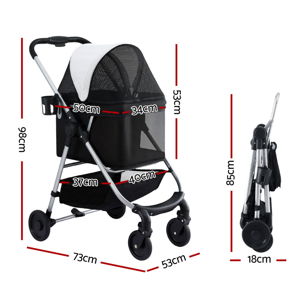 i.Pet Pet Stroller Pram Dog Cat Carrier Cage Large Travel Pushchair Foldable 4 Wheels-Pet Care > Cat Supplies > Cat Carriers & Crates-PEROZ Accessories