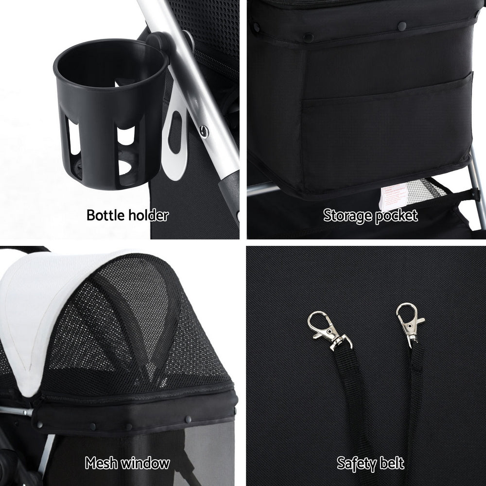 i.Pet Pet Stroller Pram Dog Cat Carrier Cage Large Travel Pushchair Foldable 4 Wheels-Pet Care > Cat Supplies > Cat Carriers & Crates-PEROZ Accessories