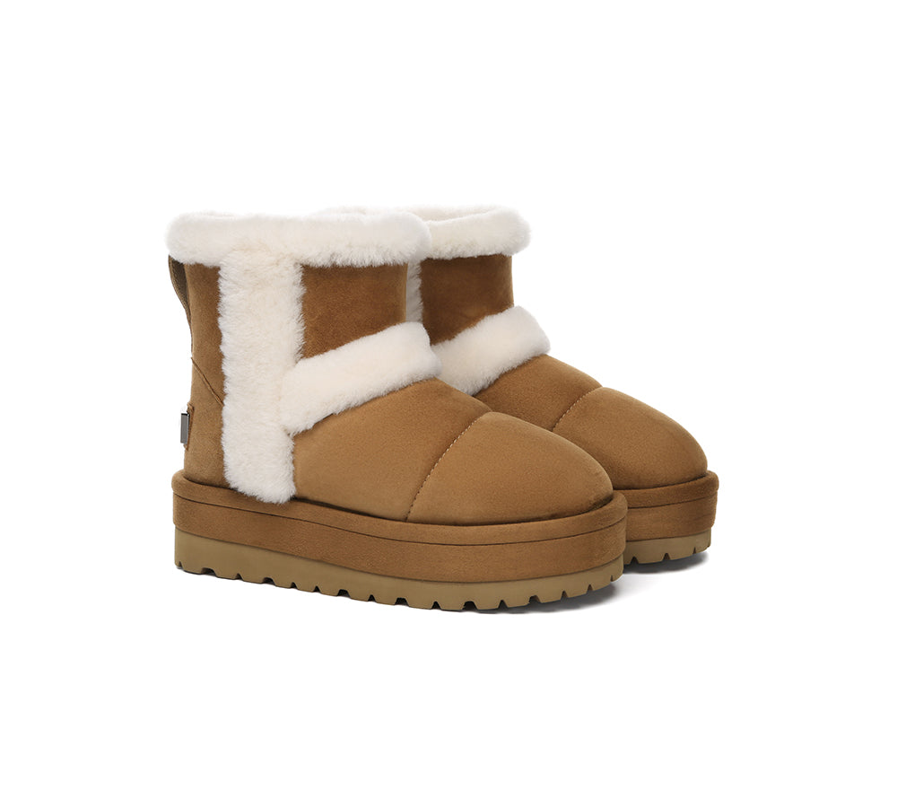UGG EVERAU® UGG Boots Women Sheepskin Wool Shearling Lined Ankle Platform Udelia-PEROZ Accessories