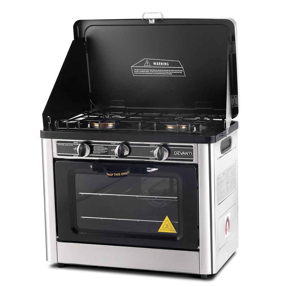 Devanti Portable Gas Oven LPG Silver-Appliances > Kitchen Appliances-PEROZ Accessories