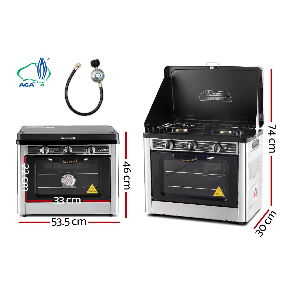 Devanti Portable Gas Oven LPG Silver-Appliances > Kitchen Appliances-PEROZ Accessories