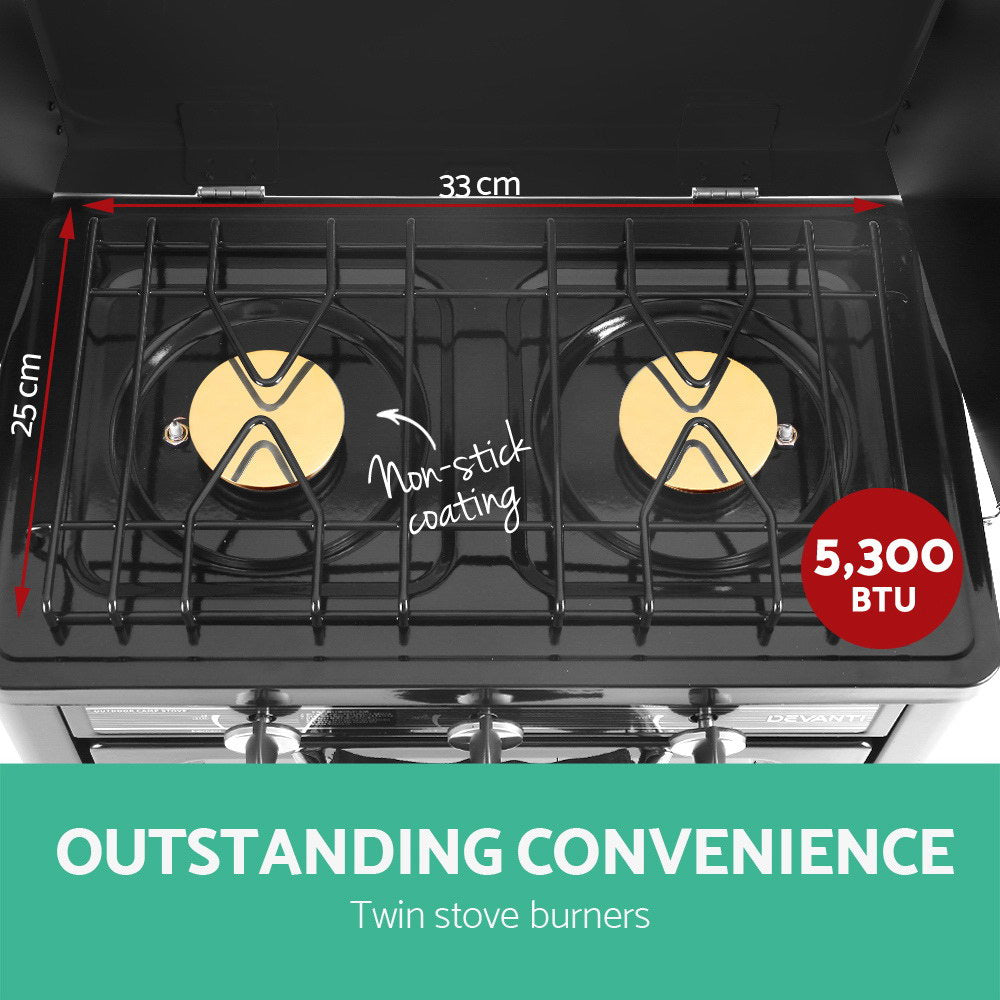 Devanti Portable Gas Oven LPG Silver-Appliances > Kitchen Appliances-PEROZ Accessories