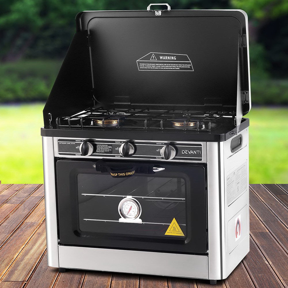 Devanti Portable Gas Oven LPG Silver-Appliances > Kitchen Appliances-PEROZ Accessories