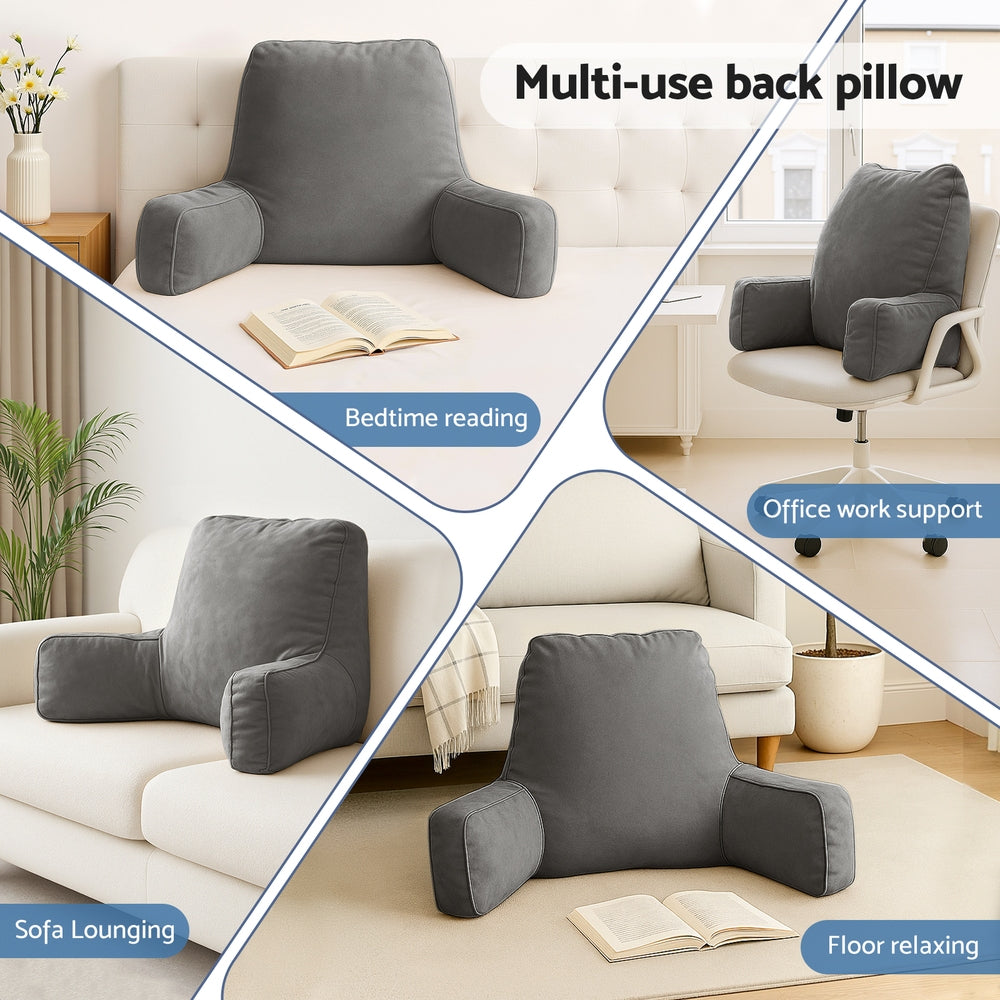 Giselle Reading Pillow Back Rest Lumbar Support Cushion Grey-Home & Garden > Bedding > Pillows-PEROZ Accessories