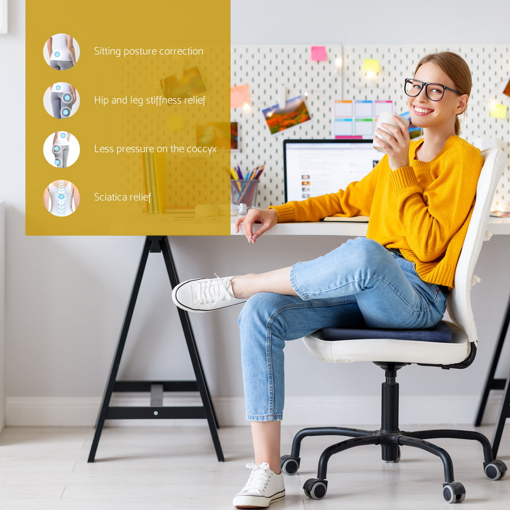 Giselle Bedding Seat Cushion Memory Foam Pillow Back Pain Relief Chair Pad Blue-Health & Beauty > Personal Care > Back Care-PEROZ Accessories