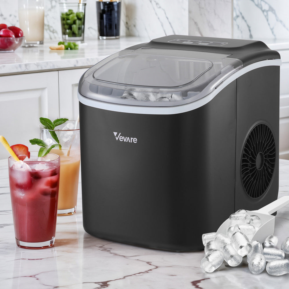 Vevare Portable Ice Maker Machine Ice Cube Tray 12kg Black-Ice Makers-PEROZ Accessories