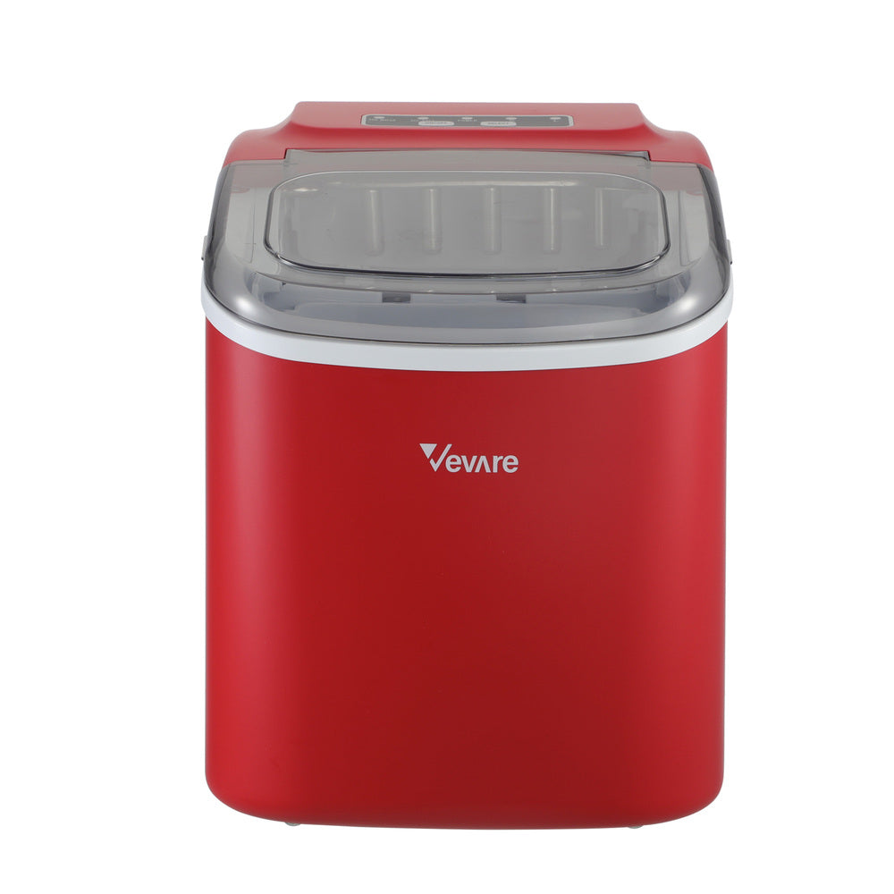 Vevare Portable Ice Maker Machine Ice Cube Tray 12kg Red-Ice Makers-PEROZ Accessories