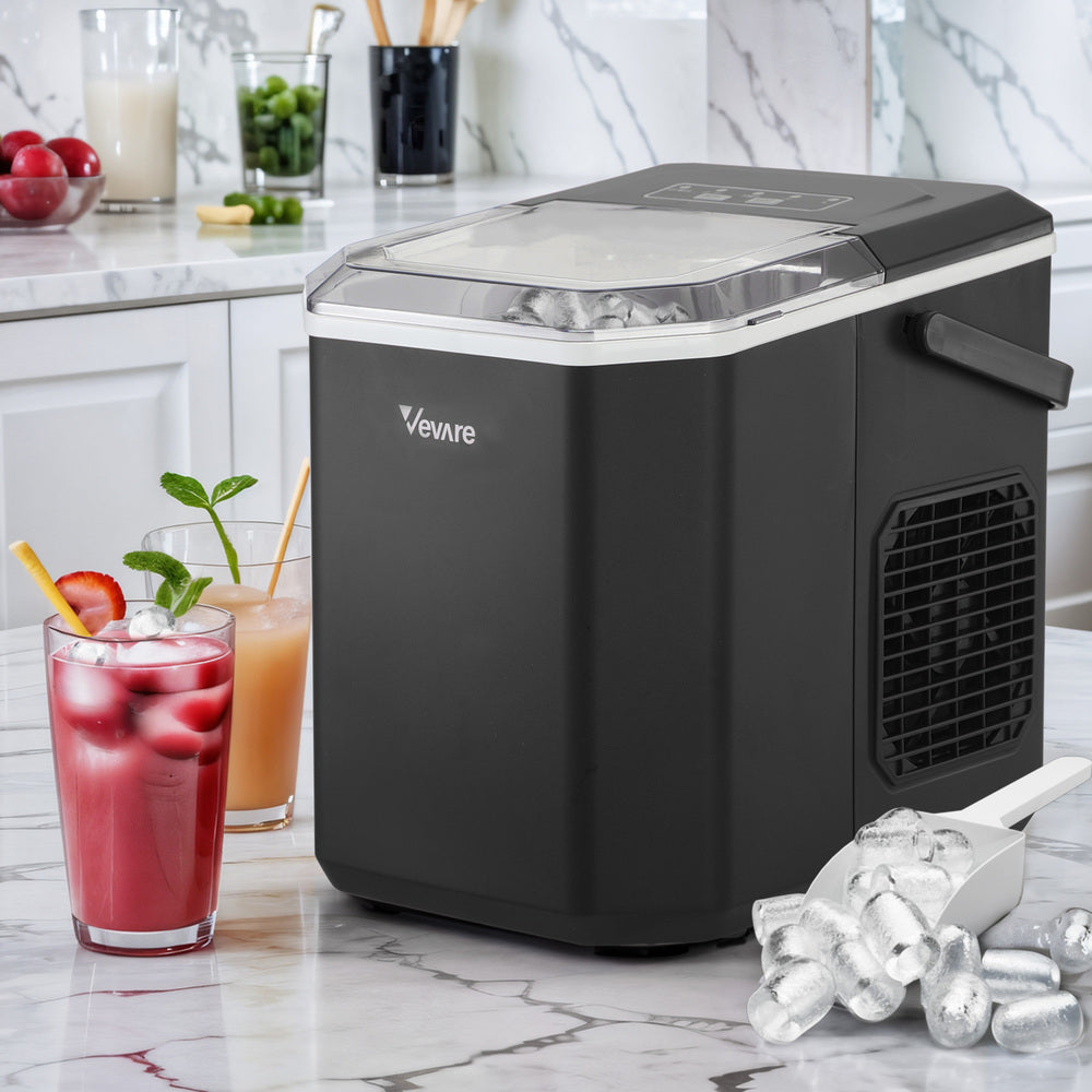 Vevare Portable Ice Maker Machine with Handle 12kg Black-Ice Makers-PEROZ Accessories