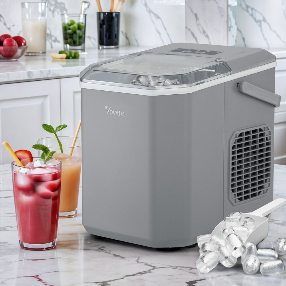 Vevare Portable Ice Maker Machine with Handle 12kg Grey-Ice Makers-PEROZ Accessories