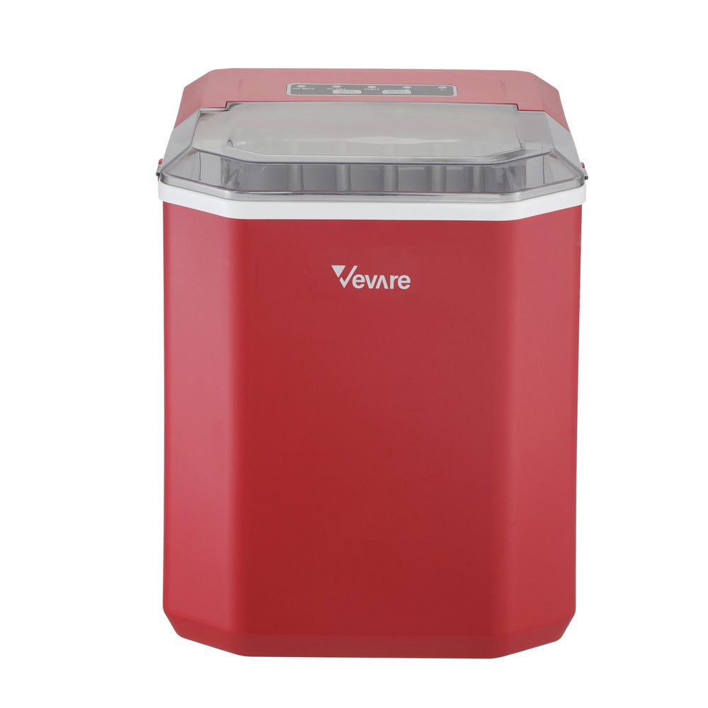 Vevare Portable Ice Maker Machine with Handle 12kg Red-Ice Makers-PEROZ Accessories