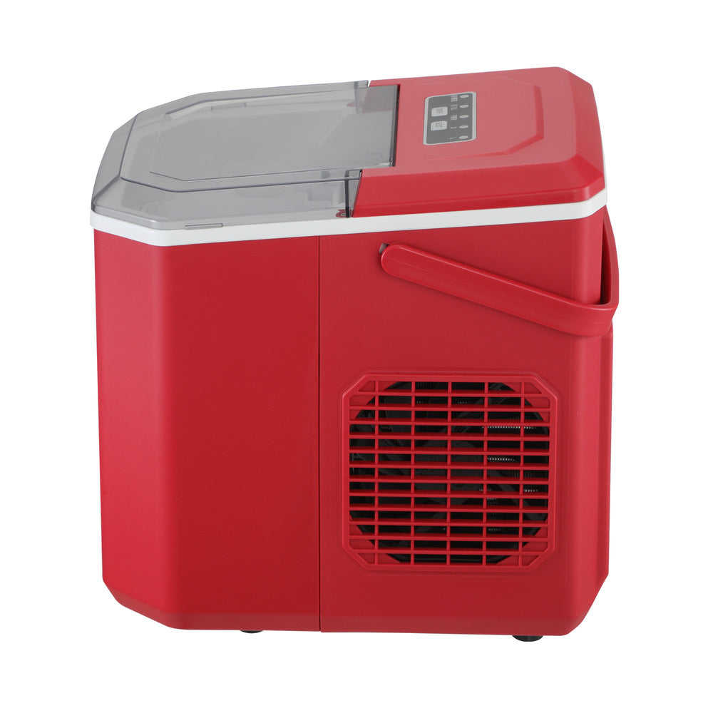 Vevare Portable Ice Maker Machine with Handle 12kg Red-Ice Makers-PEROZ Accessories
