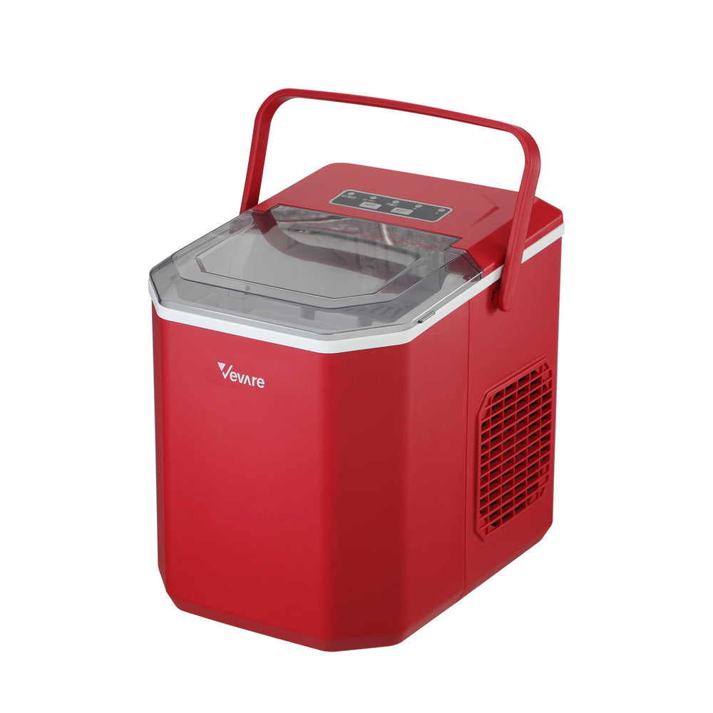 Vevare Portable Ice Maker Machine with Handle 12kg Red-Ice Makers-PEROZ Accessories