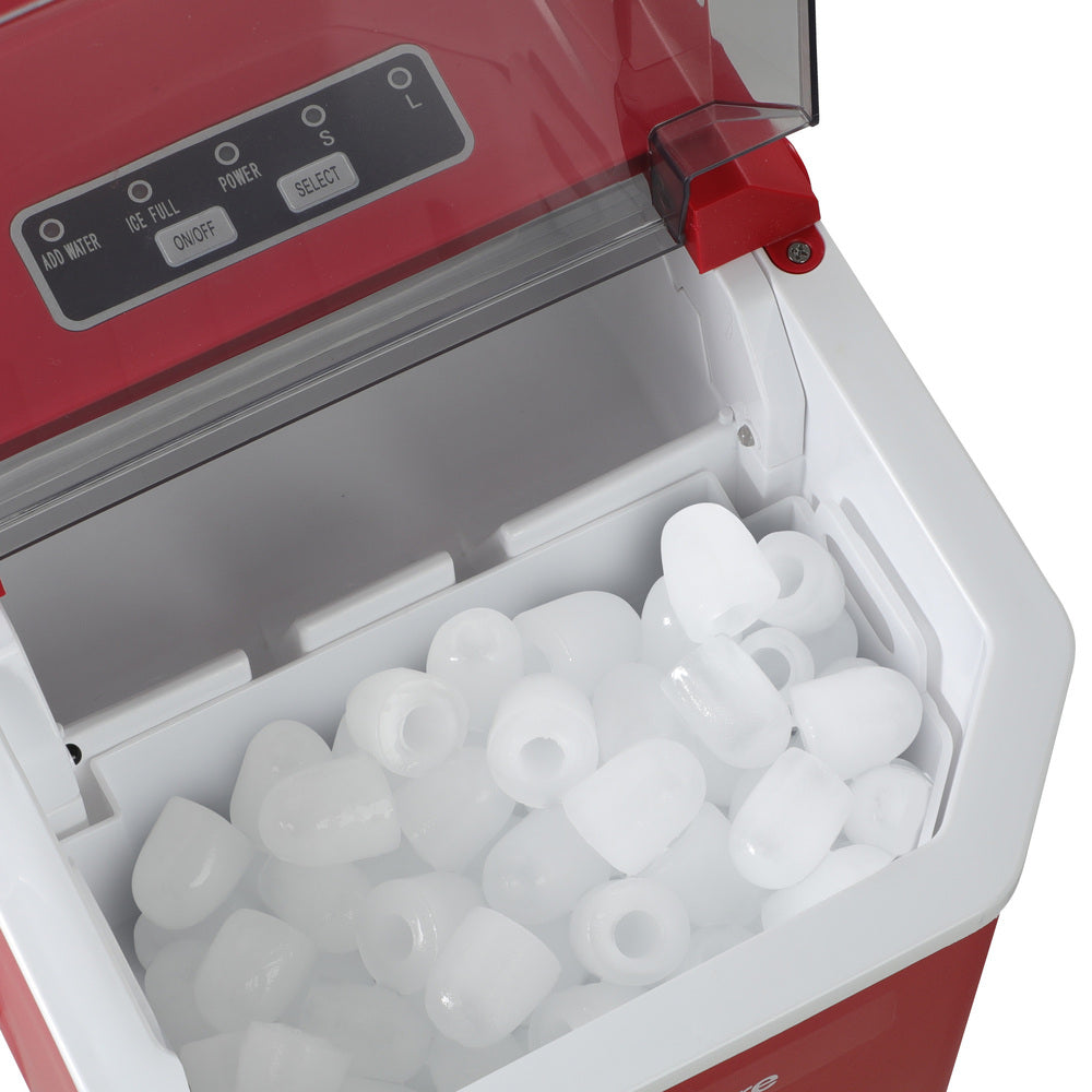 Vevare Portable Ice Maker Machine with Handle 12kg Red-Ice Makers-PEROZ Accessories