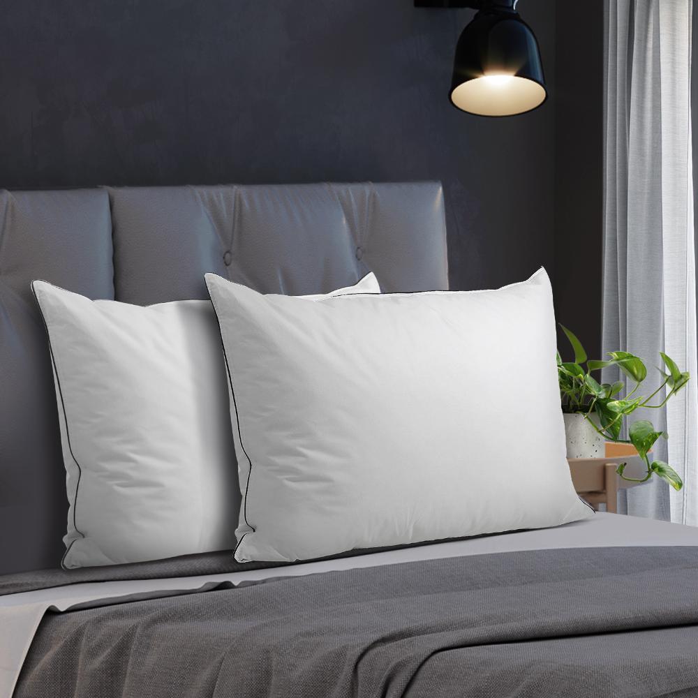 Bedra 75 x 50cm Pillow with Duck Feather Standard Pillow Cotton Cover Twin Pack-Pillows-PEROZ Accessories